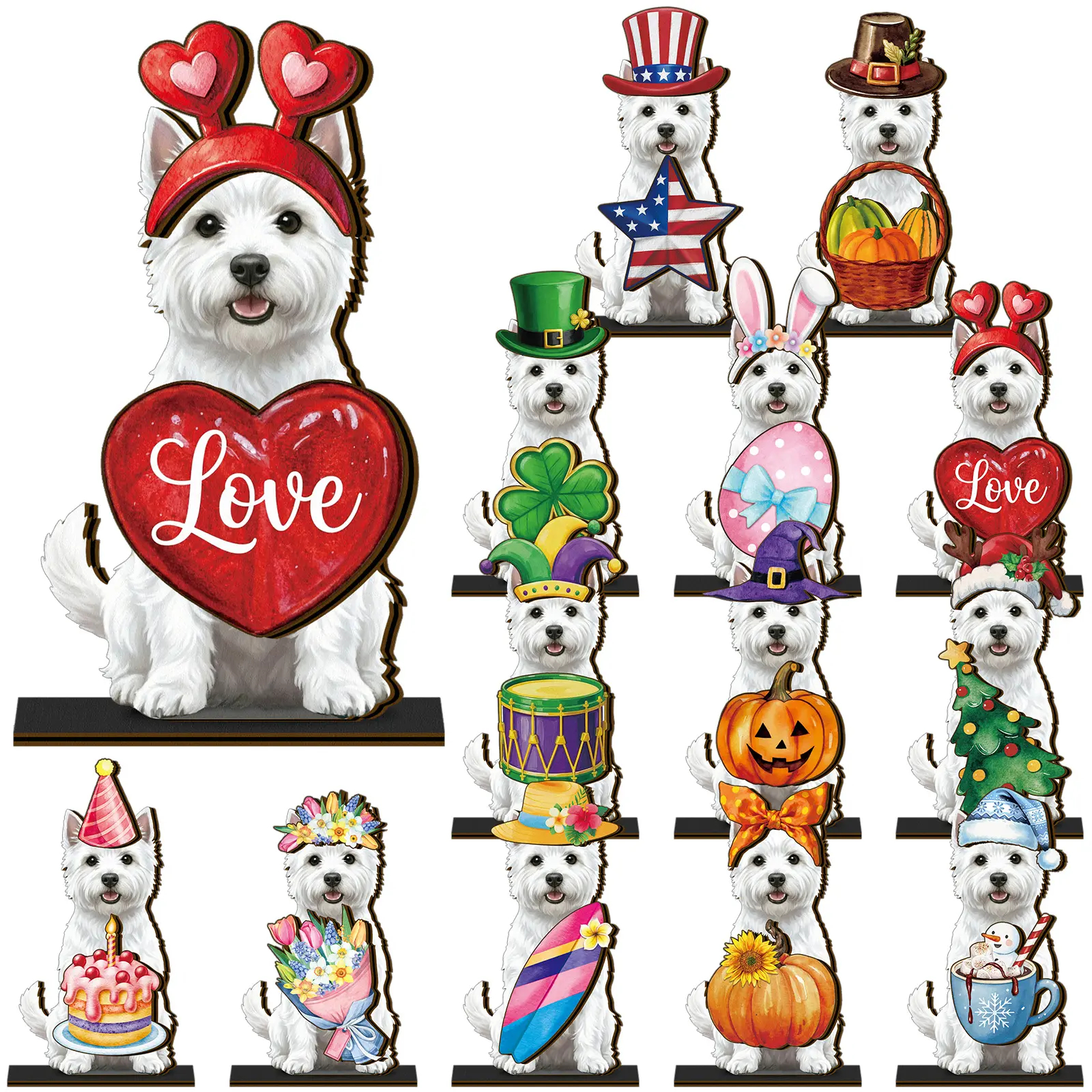 Pat Sign Gift Halloween Decor Cat Ornaments Wooden Sign Cat Desk Decor Interchangeable Pet Decor with Magnet Detachable Hats for Summer Halloween Autumn Holiday Seasonal Birthday Party, Gift for Pet Owning Families and Cat Lovers