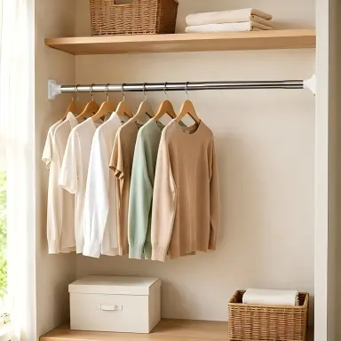 ✨ Adjustable Tension Rod – Drill-Free Expandable Clothes Drying & Storage Bar for Closets, Bathrooms & Laundry Rooms