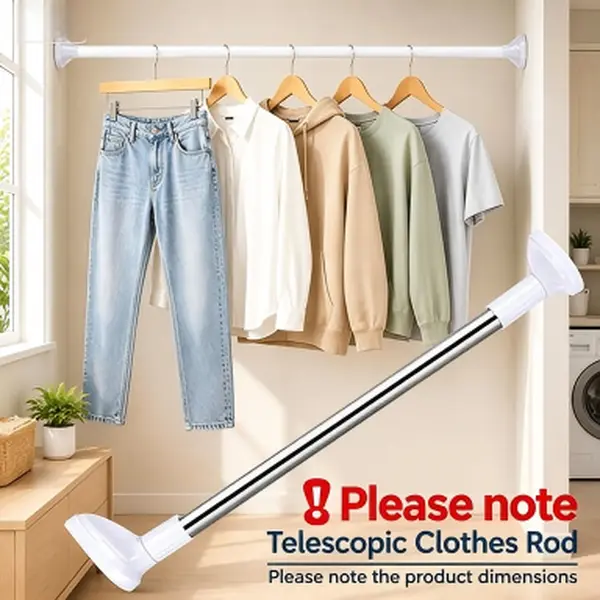 ✨ Adjustable Tension Rod – Drill-Free Expandable Clothes Drying & Storage Bar for Closets, Bathrooms & Laundry Rooms