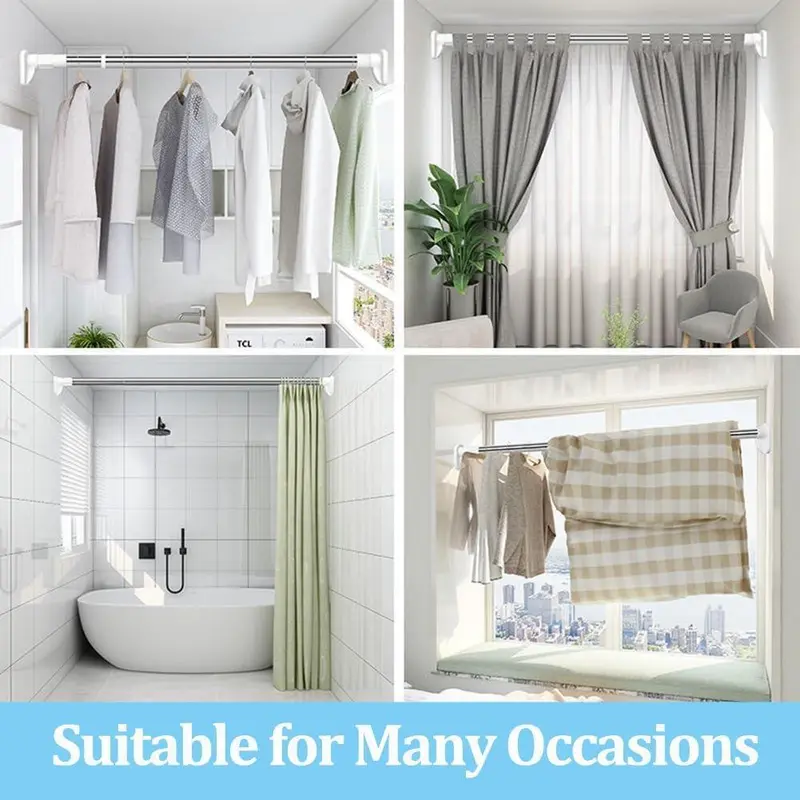 ✨ Adjustable Tension Rod – Drill-Free Expandable Clothes Drying & Storage Bar for Closets, Bathrooms & Laundry Rooms