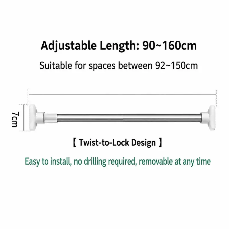✨ Adjustable Tension Rod – Drill-Free Expandable Clothes Drying & Storage Bar for Closets, Bathrooms & Laundry Rooms
