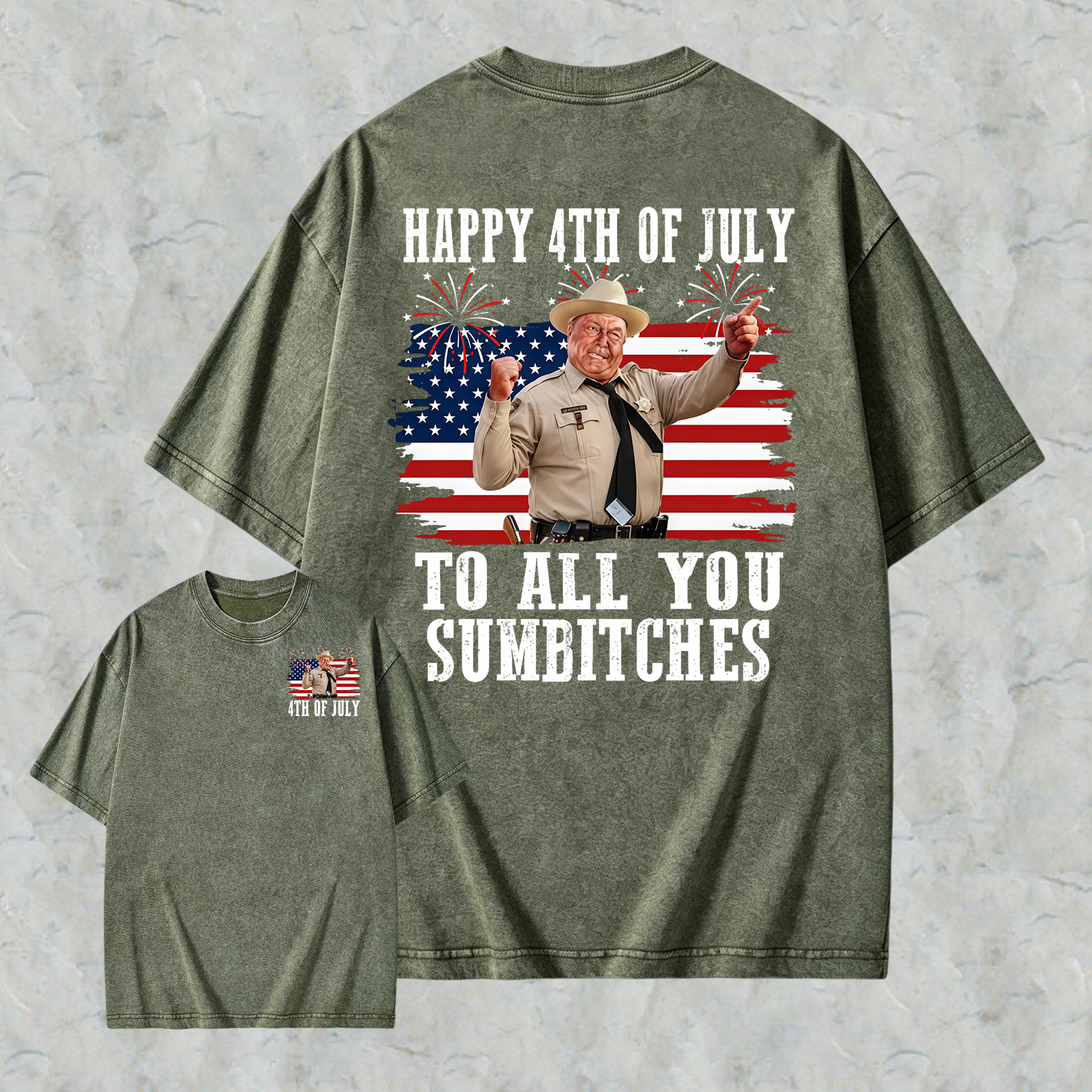 Smokey and the Bandit 4th of July Funny Sumbitches Independence Day  Washed Tee