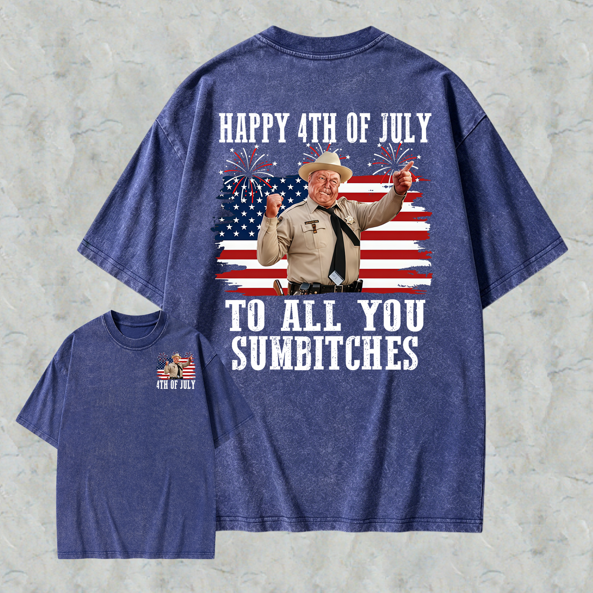 Smokey and the Bandit 4th of July Funny Sumbitches Independence Day  Washed Tee