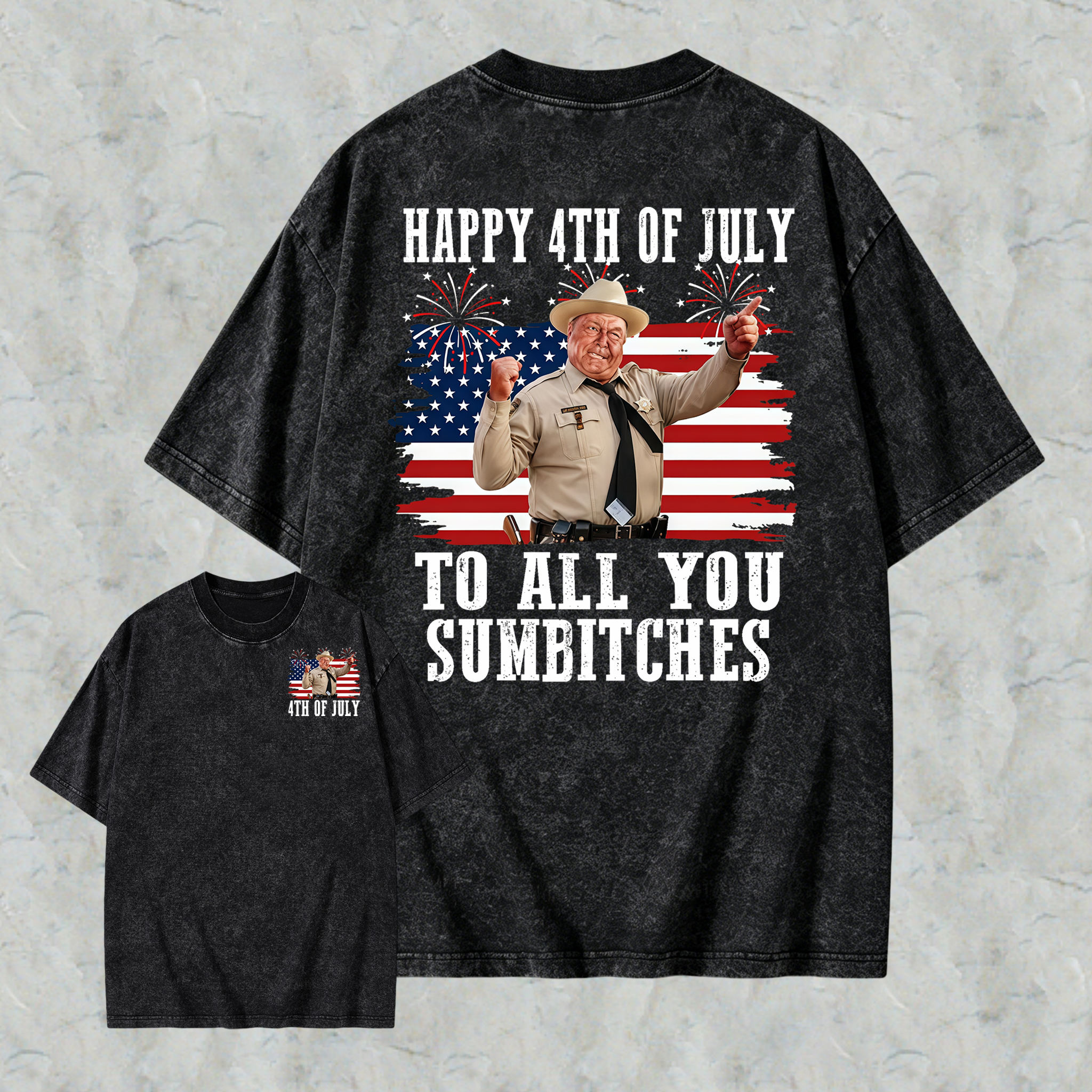 Smokey and the Bandit 4th of July Funny Sumbitches Independence Day  Washed Tee
