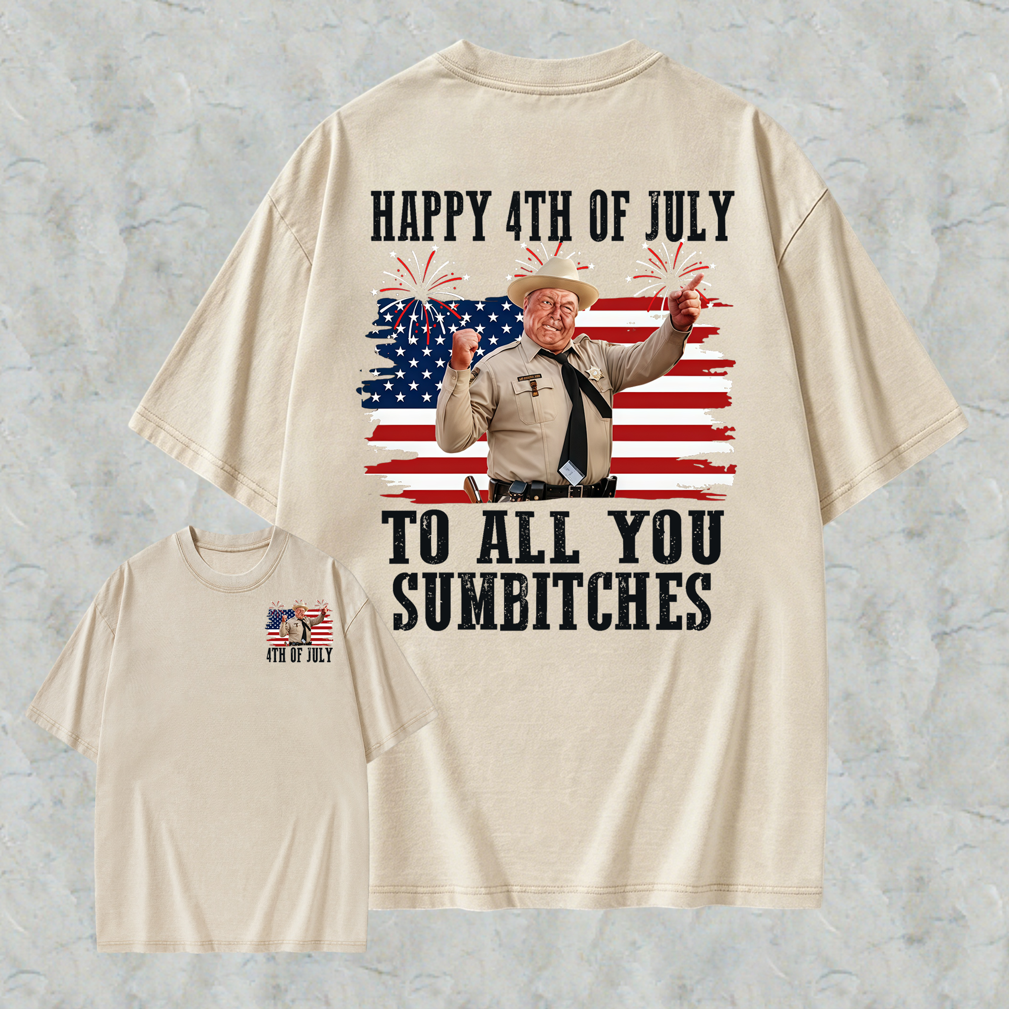 Smokey and the Bandit 4th of July Funny Sumbitches Independence Day  Washed Tee
