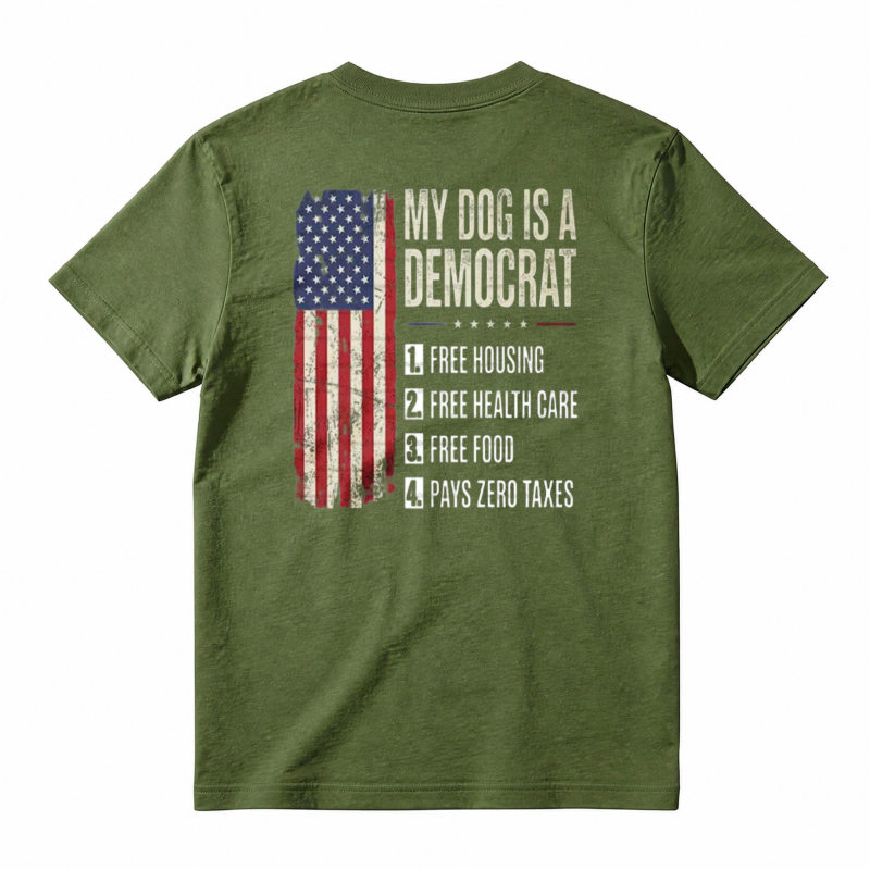 My Dog Is A Democrat Funny American Flag Political Humor Unisex Classic T-shirt