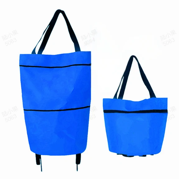 【10inch*18inch】Foldable Shopping Trolley Bag with Wheels, Portable Reusable Grocery Tote, Lightweight Rolling Shopping Cart Bag with Carry Handles for Supermarket, Travel, Laundry and Daily Use