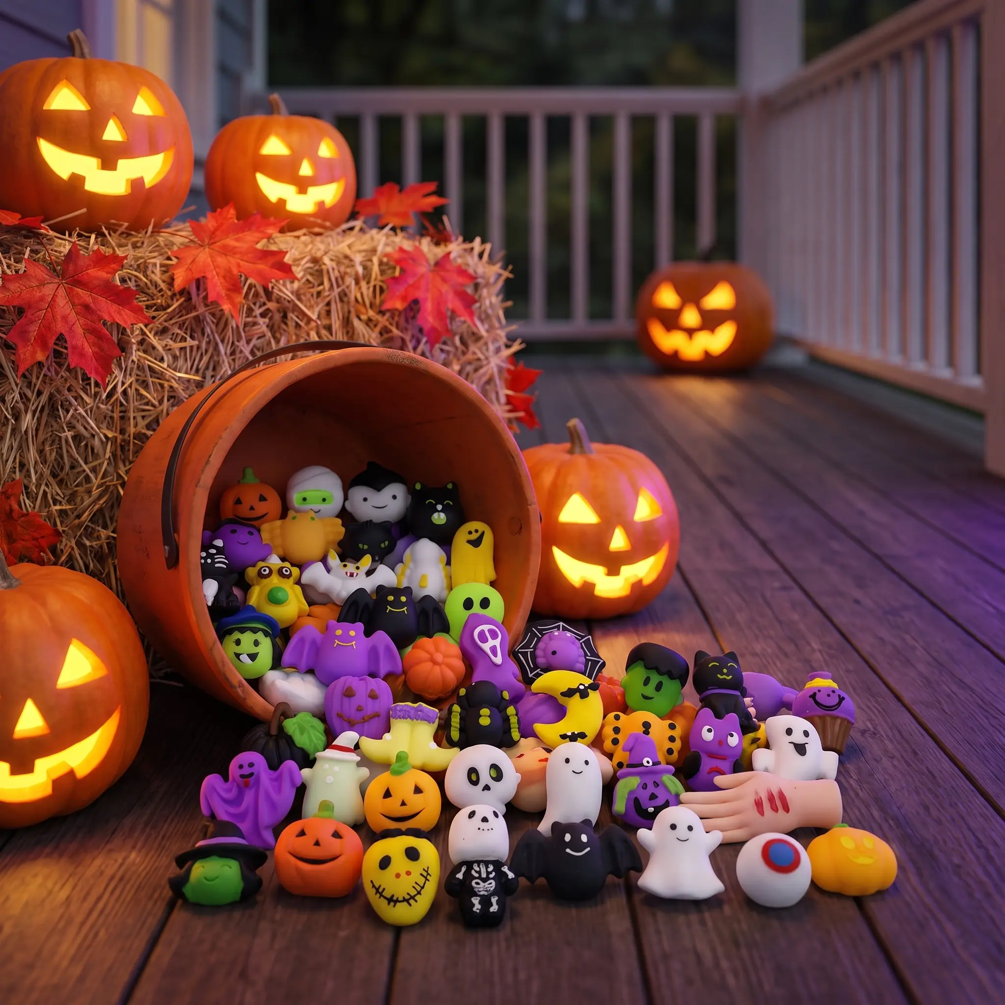 Halloween Squishies Stress Relief Toy Set, Classic Pumpkin/Ghost/Bat Shapes, Super Soft TPR Material with Elastic Squeeze Feel, Washable & Durable, Assorted 30/60/90pcs for Party Favors, Classroom Rewards & Trick-or-Treat