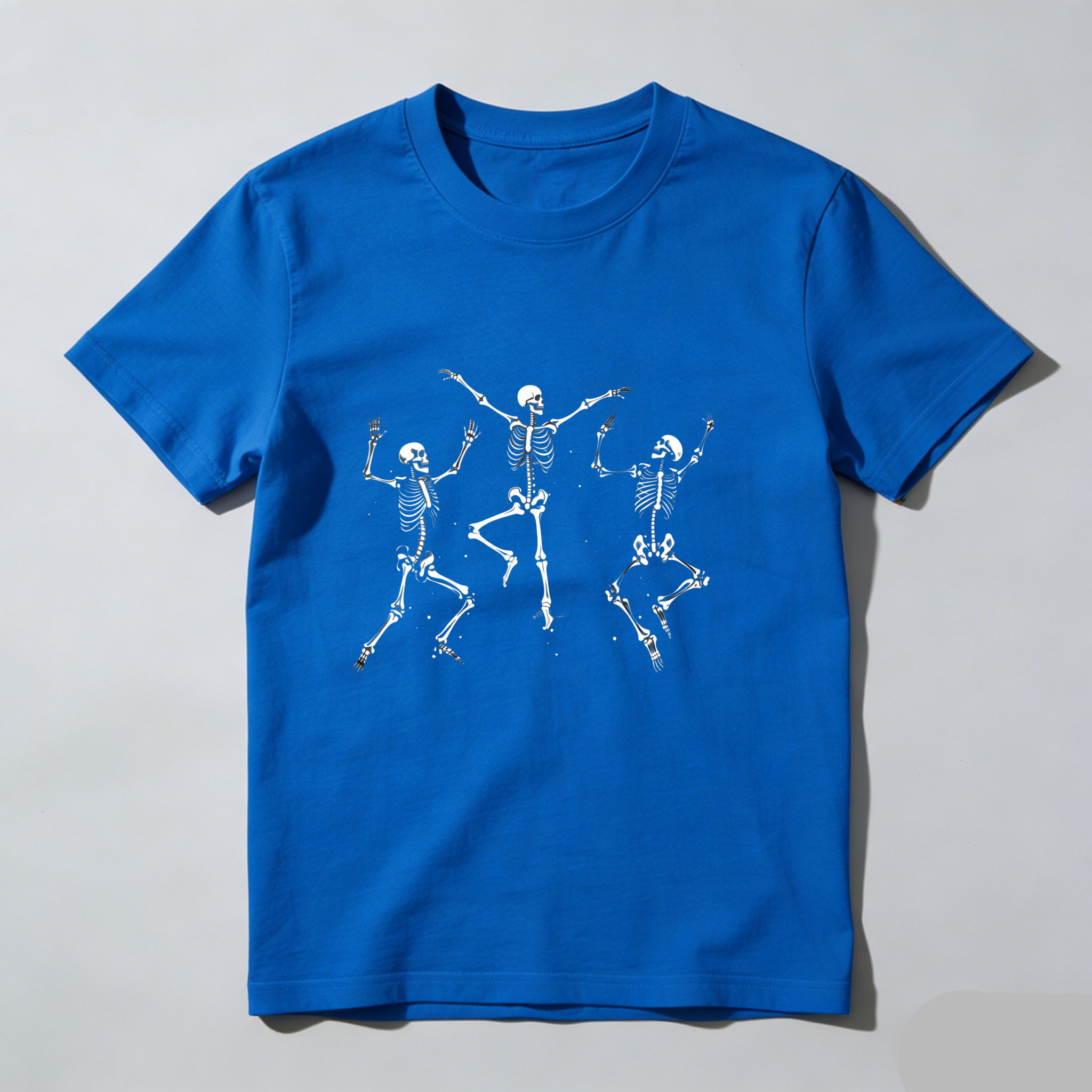 Three Dancing Skeletons On Black Shirt tshirt 100% cotton