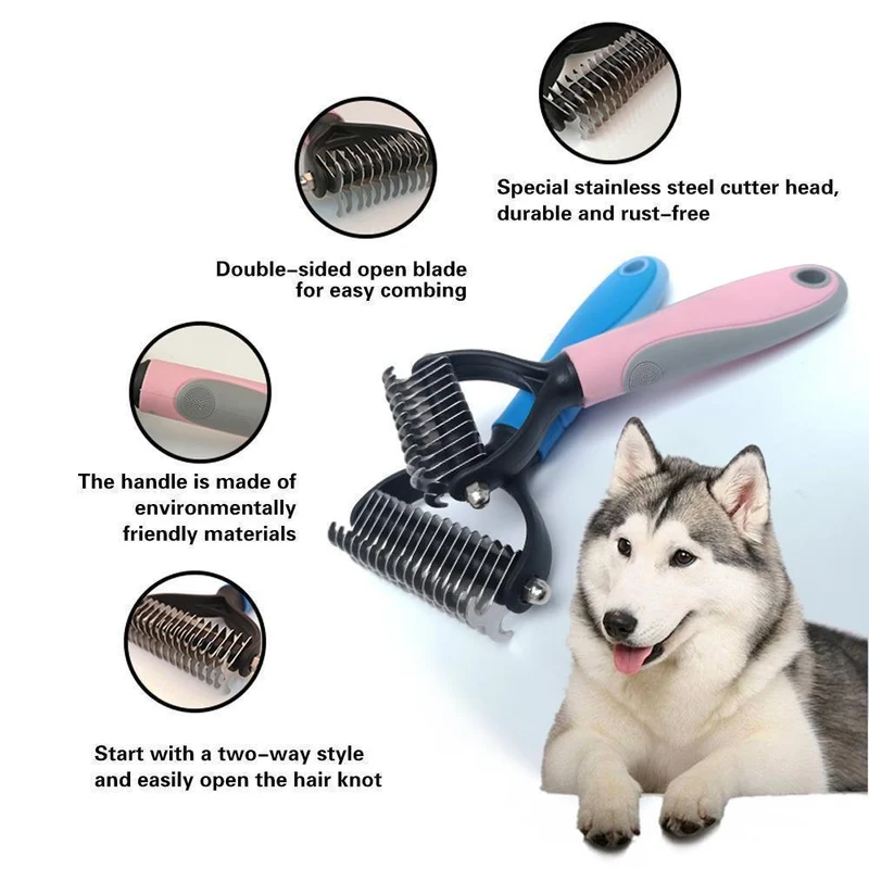 🐾Pet Grooming Dual Sided Comb – Easy Dematting, Deshedding & Detangling Tool for Dogs & Cats