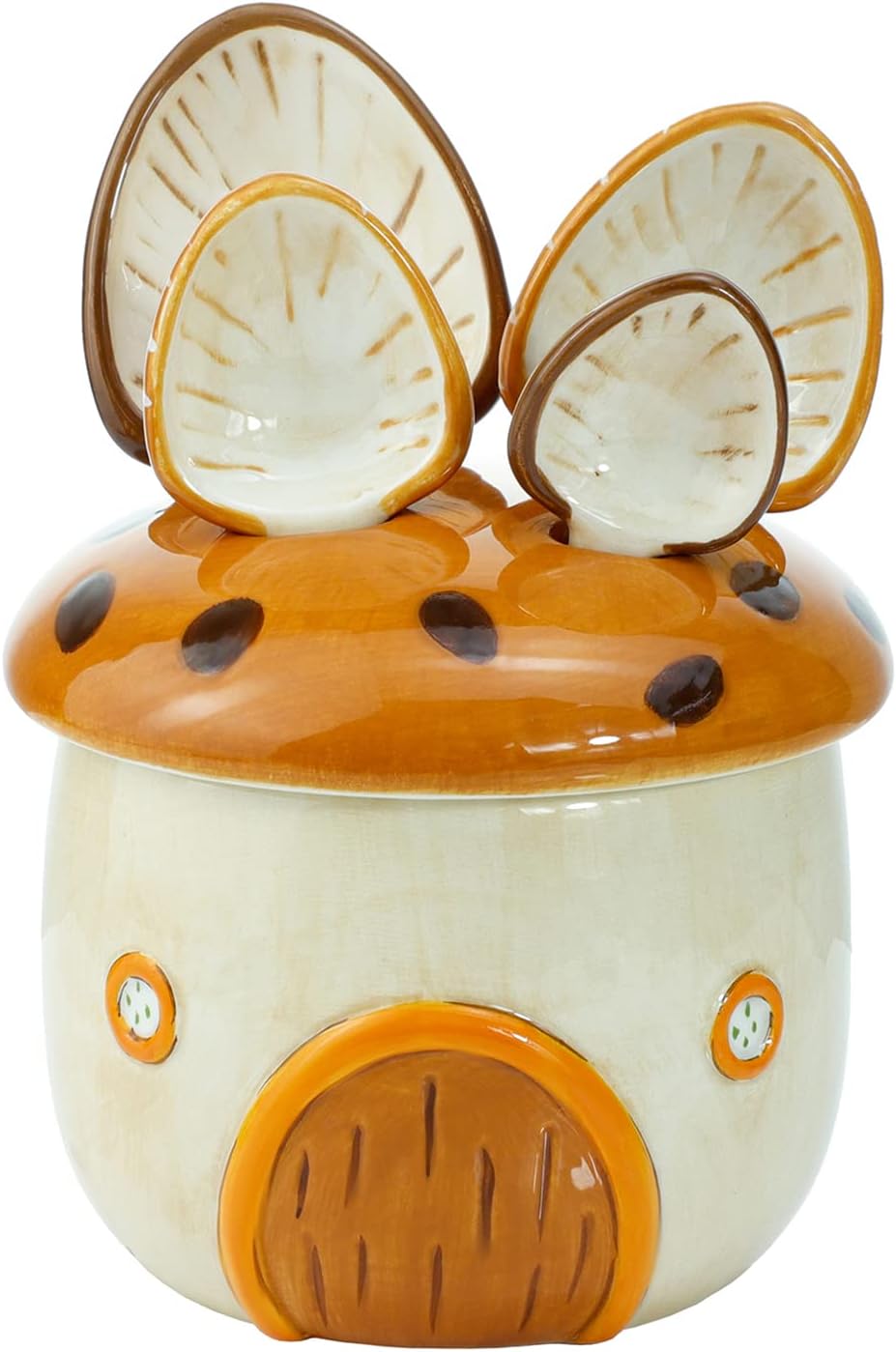  Adorable Mushroom House Ceramic Measuring Spoons (4-Piece Set)
