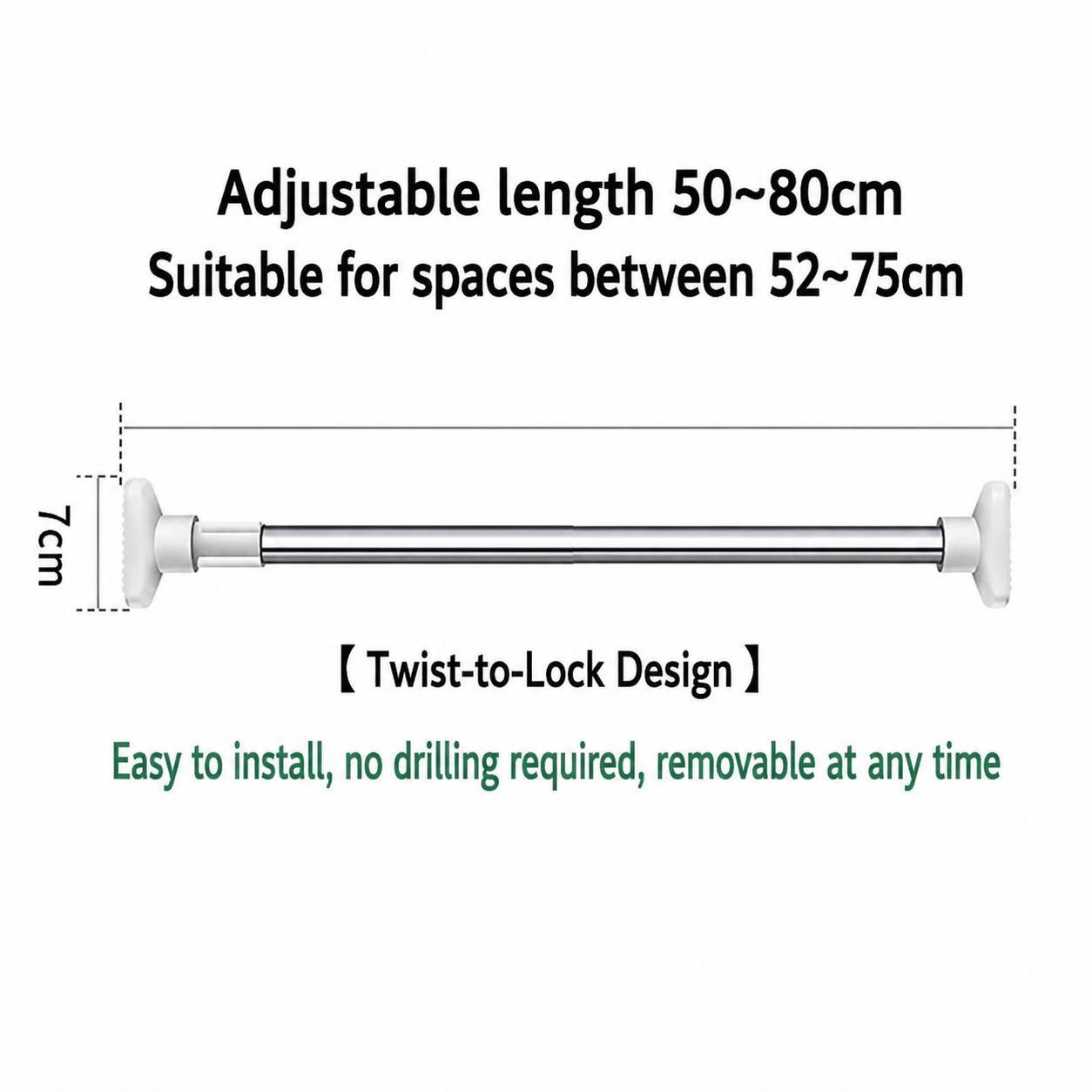 Drill-Free Multi-Size Tension Rod, Adjustable Telescopic Clothes Drying Rod, Expandable Closet Bar for Laundry & Wardrobe Organization (Small: 19.68 in-31.49 in; Large: 35.43 in-62.99 in)