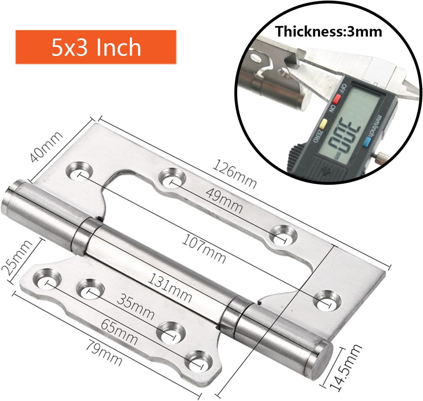 12.5x7.5cm Red Bronze Square Solid Stainless Steel Door Hinges Ball Bearing Door Hinges 3mm Thick Pack of 2
