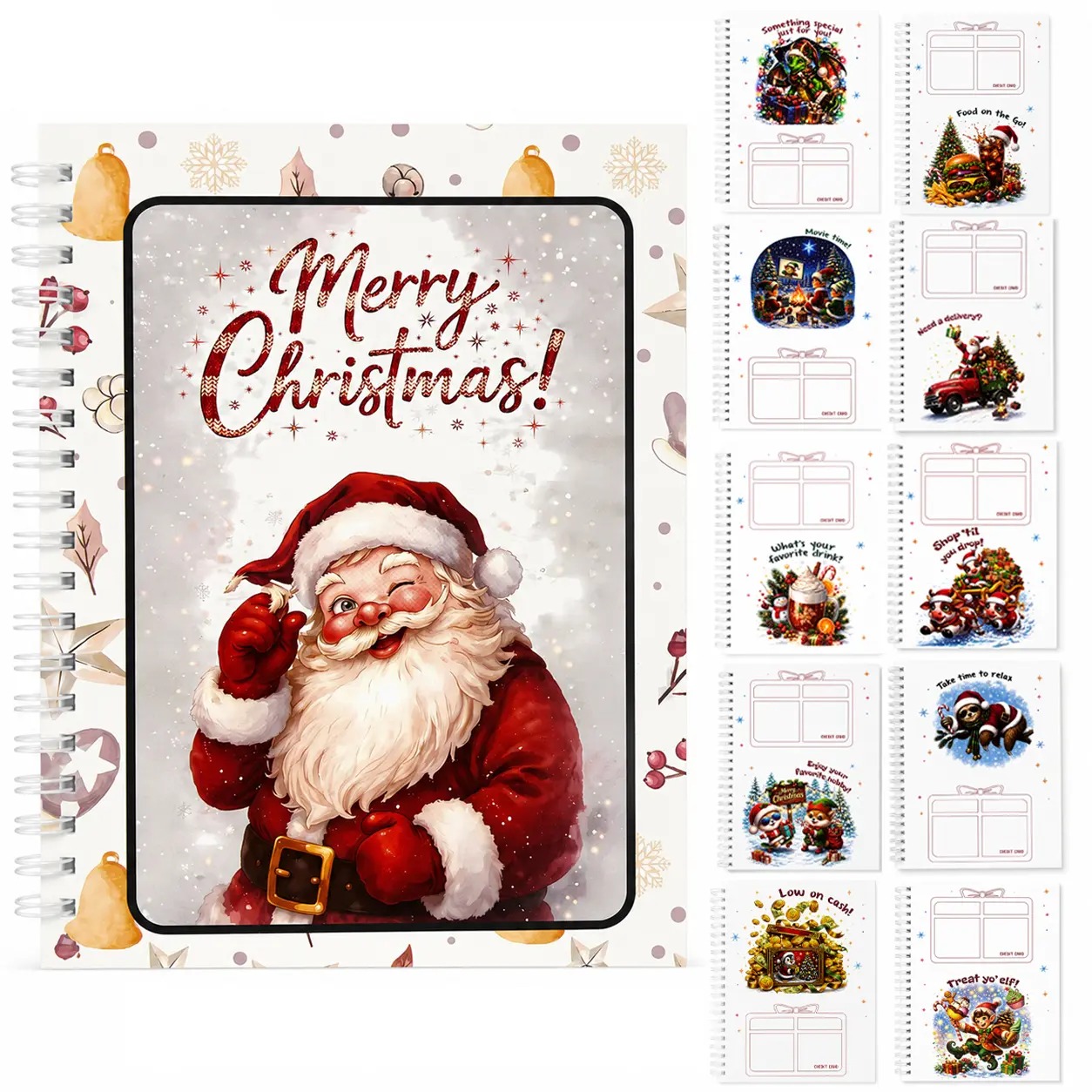 Christmas Gift Card Book, DIY Spiral-Bound Christmas Gift Card Holder Book, 5x7 Inch Colorful Design, Personalized Xmas Gifts for Family, Festive & Party Supplies