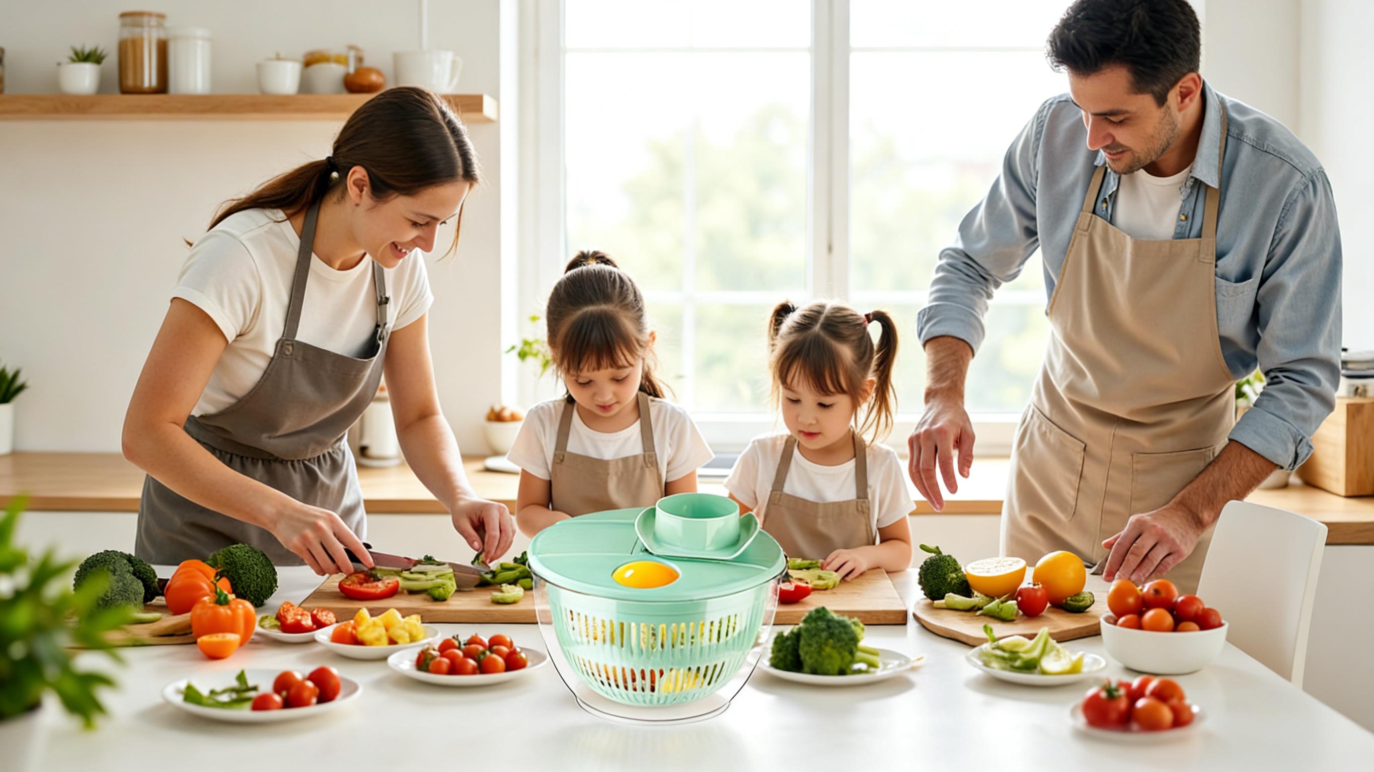 UFORU Salad Spinner Large, 3 IN 1 Vegetable and Fruit Washing Bowl with Strainer, Lettuce Spinner with 5 Blades Slicer, Egg Yolk Strainer, Salad Bowl for Efficient Salad Preparation, 5.3 Qt Kitchen Gadgets Set#SummerWins#DFYD