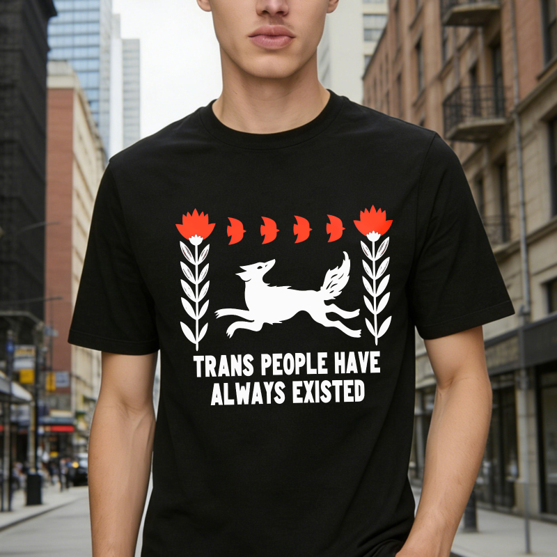 Trans People Have Always Existed With White Winged Horse And Red Flowers Graphic Unisex Classic T-shirt