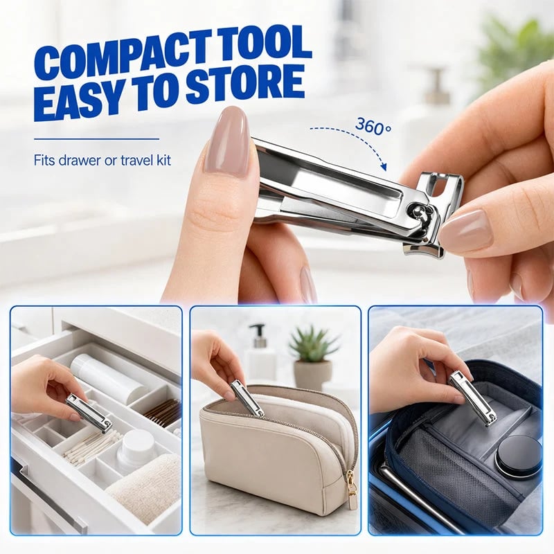 🔥HOT SALE🔥60 Degree Rotating Stainless Steel Nail Clipper Sharp Swivel Head Manicure Pedicure Tool for Thick Nails
