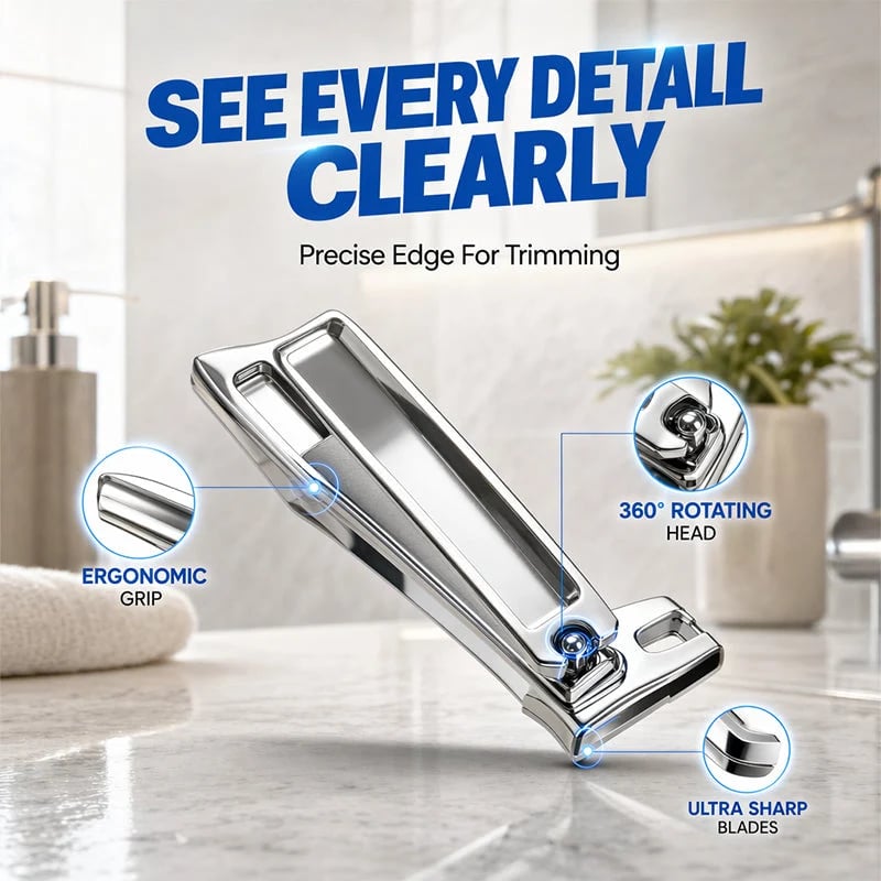🔥HOT SALE🔥60 Degree Rotating Stainless Steel Nail Clipper Sharp Swivel Head Manicure Pedicure Tool for Thick Nails