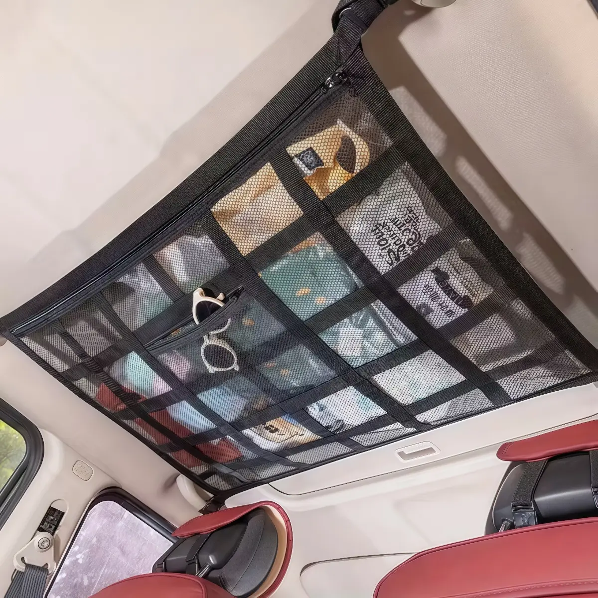 🚗 Car Ceiling Storage Net | 🧳 Maximize Your Car's Overhead Space | ⛺ Perfect for Camping & Road Trips