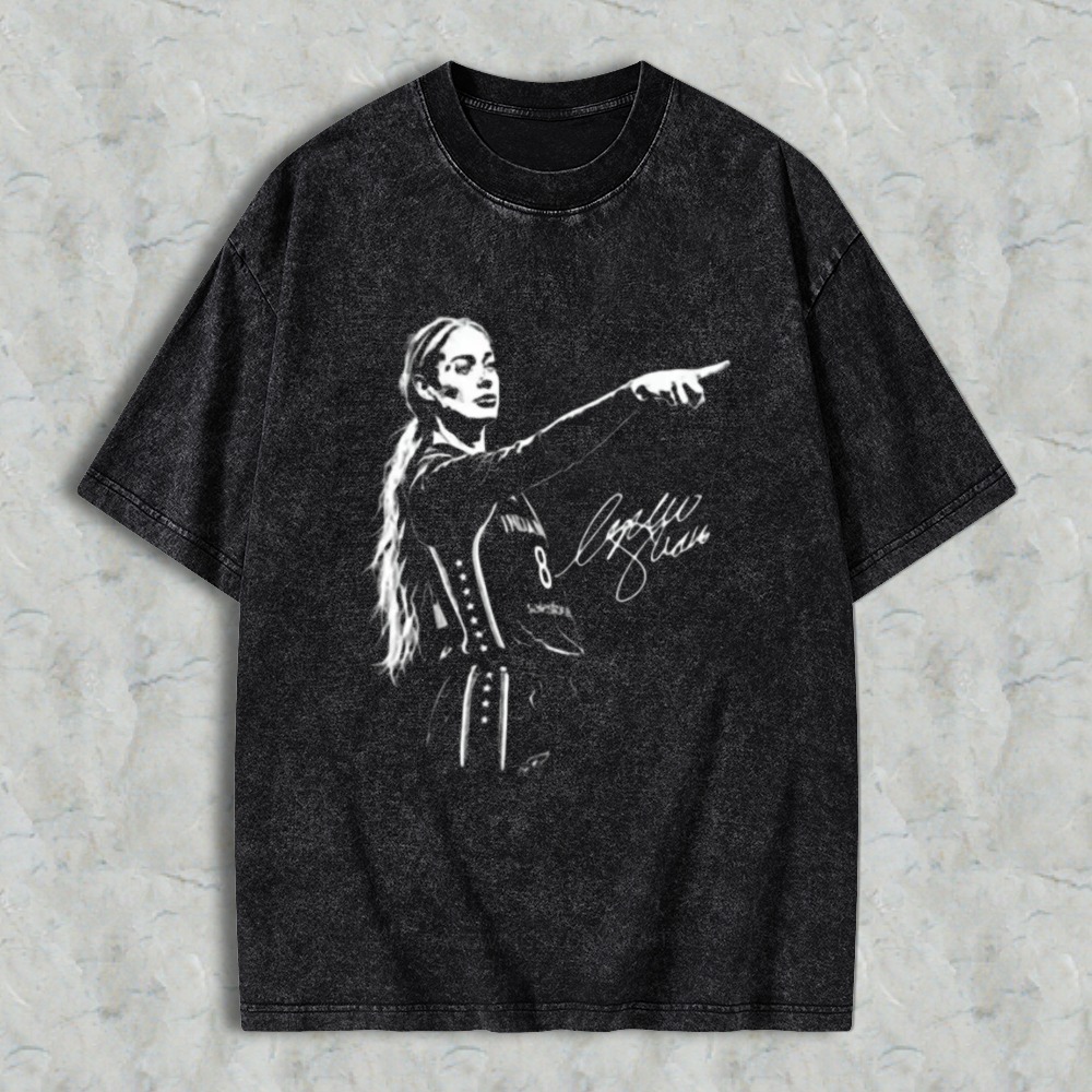 Woman Pointing Finger Graphic Art Washed T-shirt