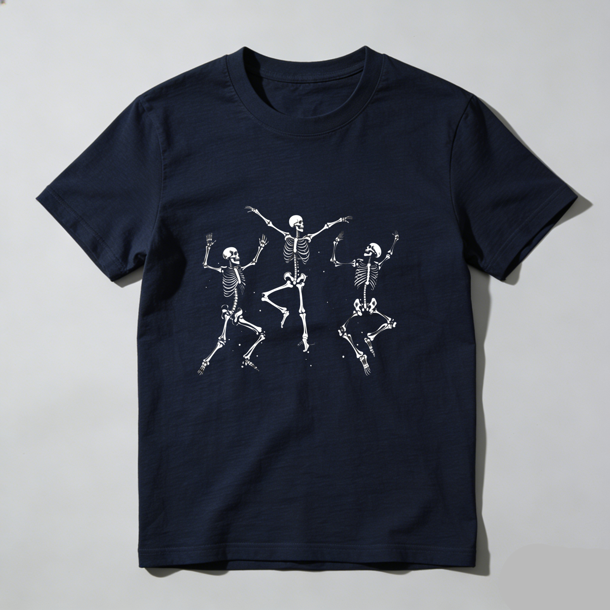 Three Dancing Skeletons On Black Shirt tshirt 100% cotton