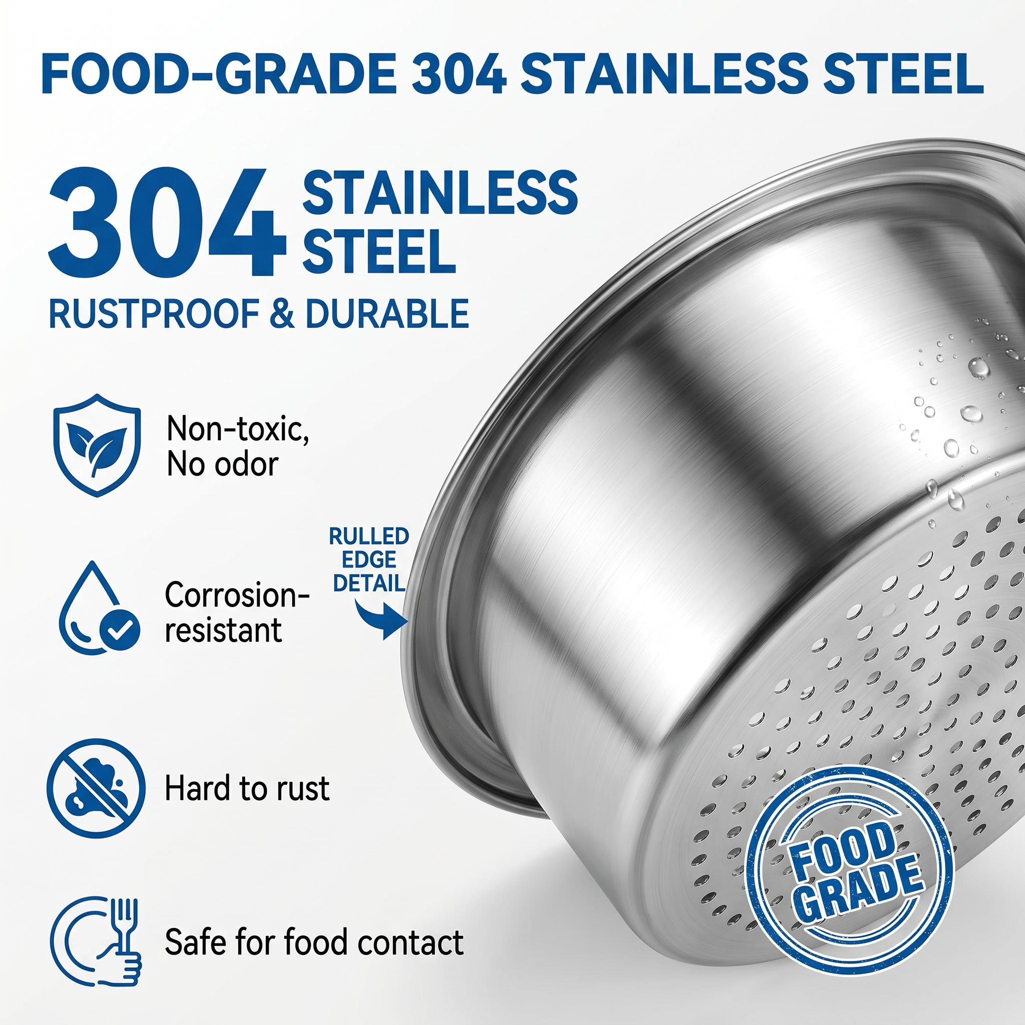 🥘 304 Stainless Steel Hanging Sink Colander, Dual Use Kitchen Strainer Basket for Fruit Vegetable Pasta