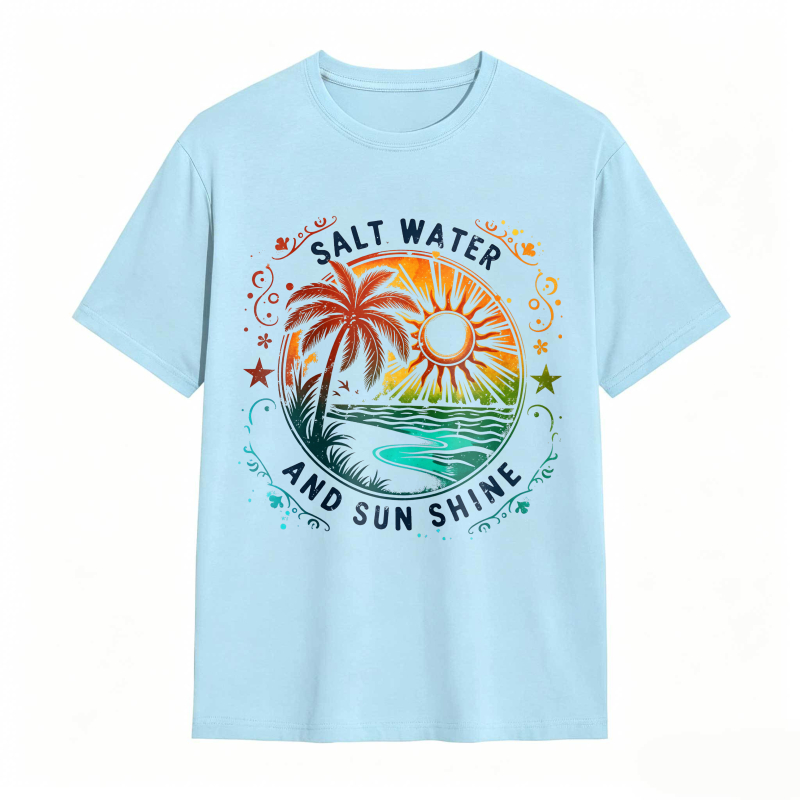 Salt Water And Sunshine Palm Tree Beach Scene T-shirt