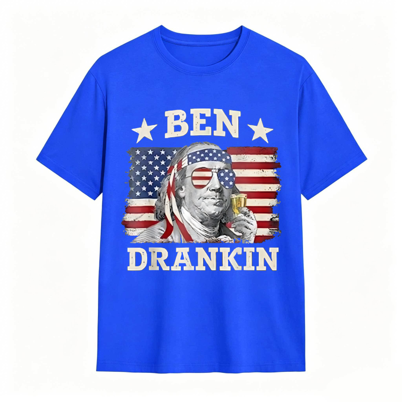 Ben Franklin American Flag Drinking T-shirt