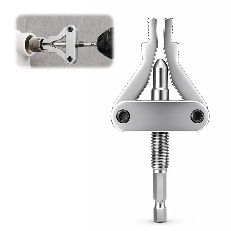 Broken Pipe Thread Extractor, Universal 1/2" 3/4" 1" Pipe Nipple Remover, Drill Powered Broken Thread Removal Tool for Rusty Faucet & Pipe Nipples