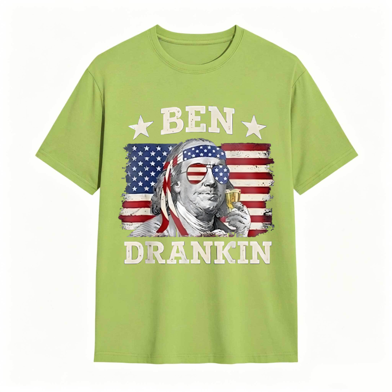 Ben Franklin American Flag Drinking T-shirt