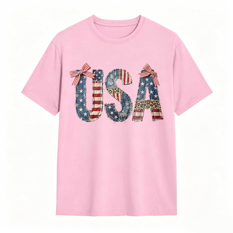 Usa Flag Patchwork Design T-shirt