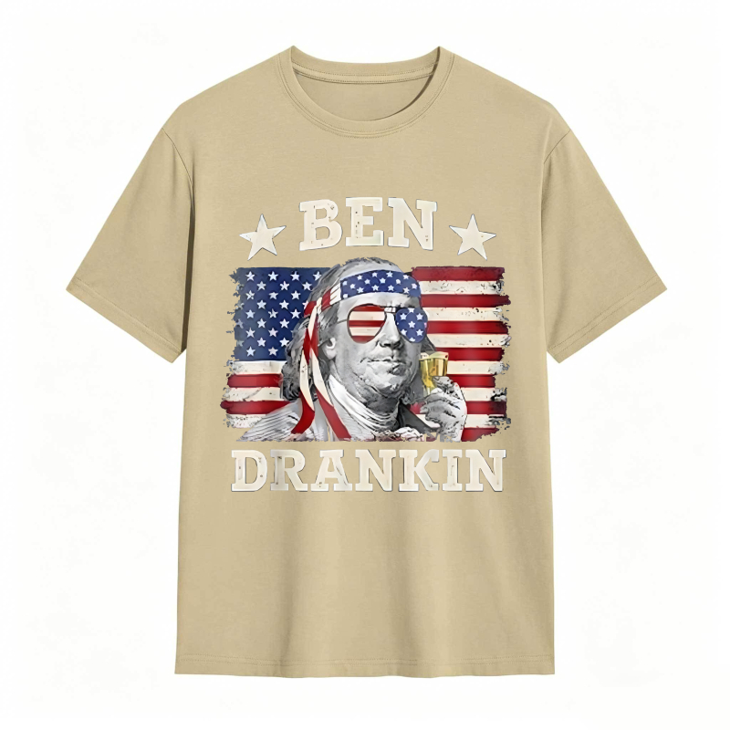 Ben Franklin American Flag Drinking T-shirt