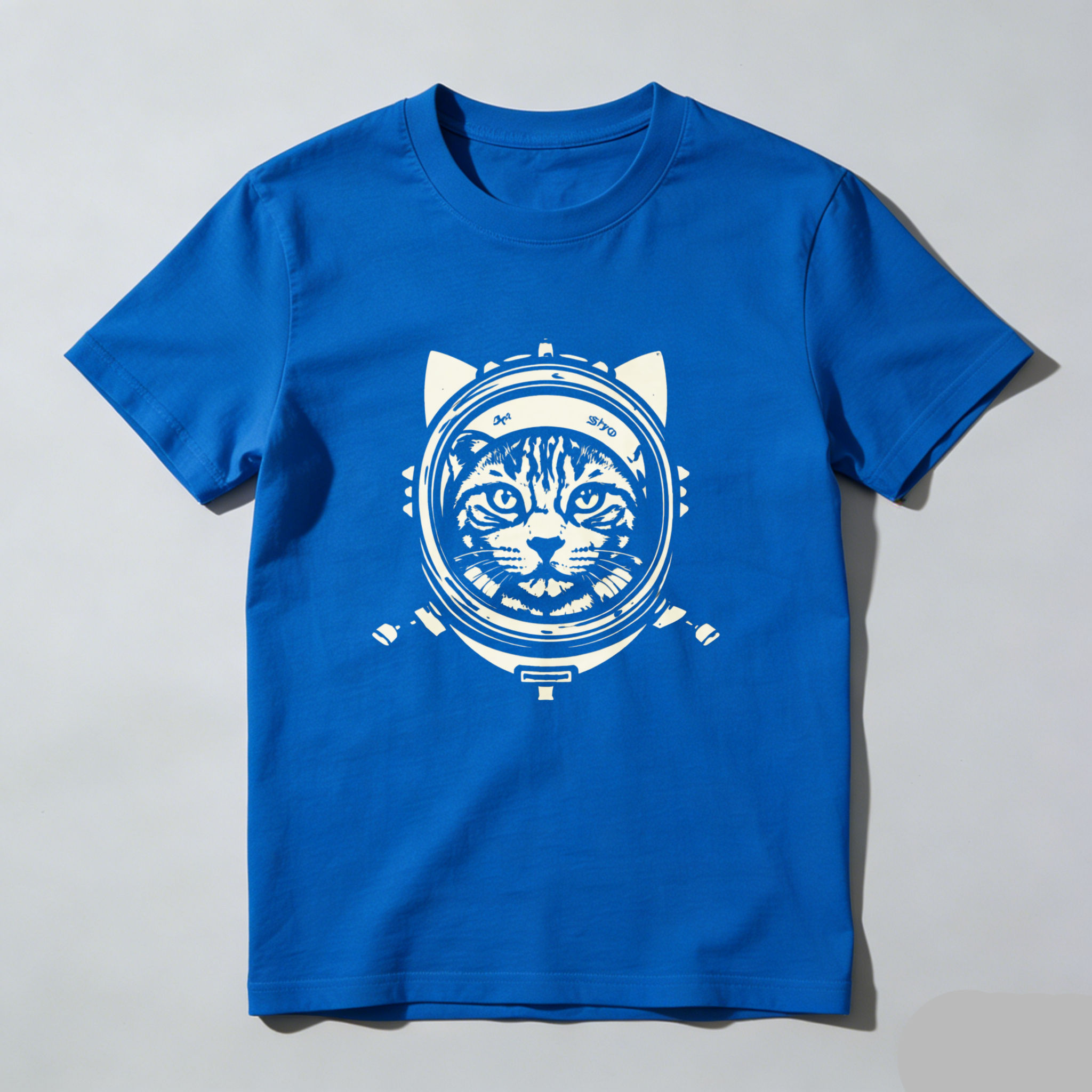 Dorawear™ Cat Astronaut Helmet Design Pure Cotton Short Sleeve T Shirt-Dorawear
