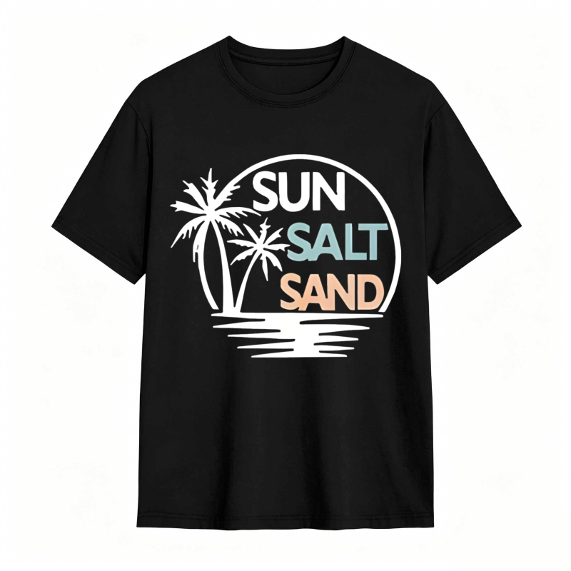 Sun Salt Sand Palm Tree Beach Scene T-shirt