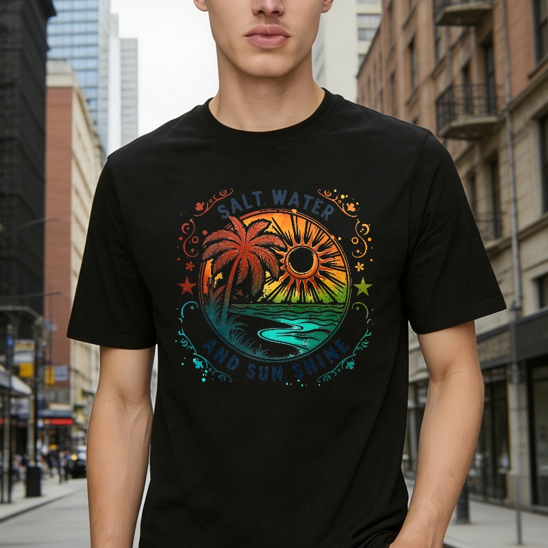 Salt Water And Sunshine Palm Tree Beach Scene T-shirt