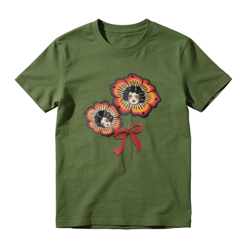 Flower Faces With Bow Unisex Classic T-shirt
