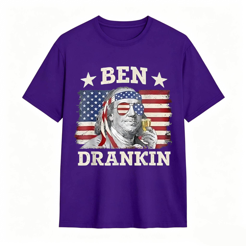 Ben Franklin American Flag Drinking T-shirt