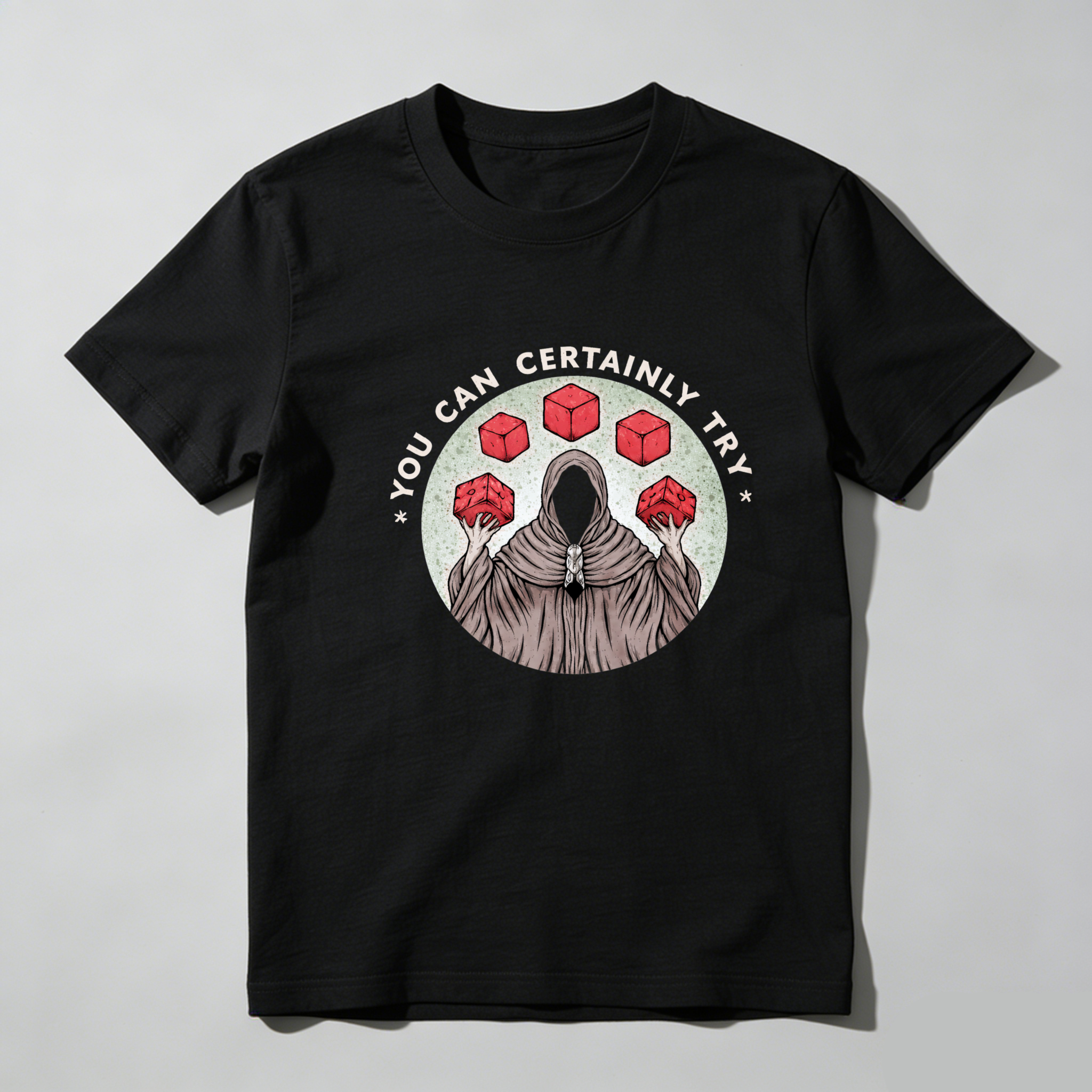 Dorawear™ You Can Certainly Try Hooded Figure Red Cubes Pure Cotton Short Sleeve T Shirt-Dorawear