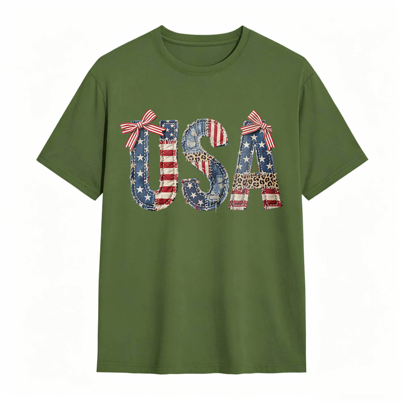 Usa Flag Patchwork Design T-shirt