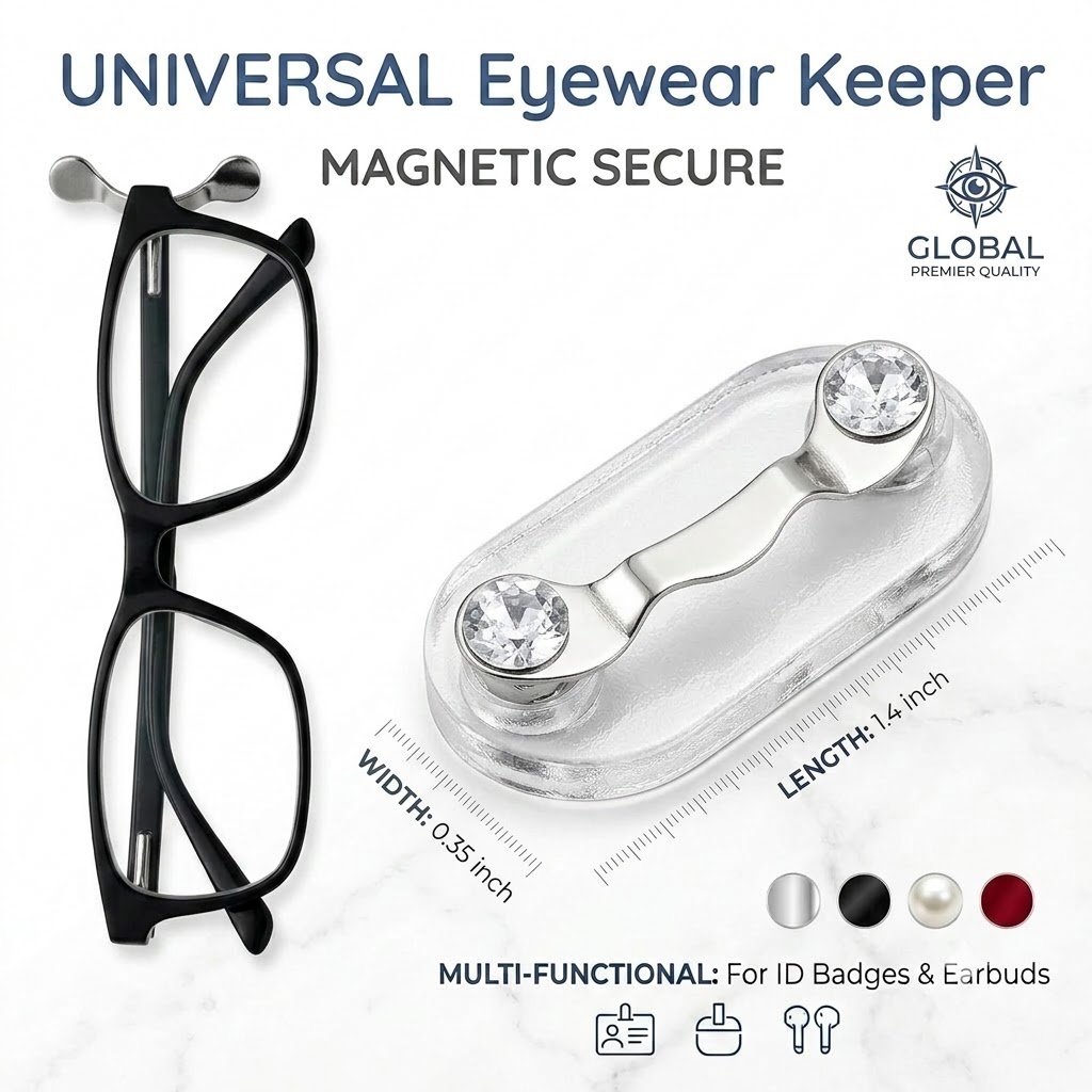 Magnetic Glasses Holder - Premium Strength Magnetic Hold 