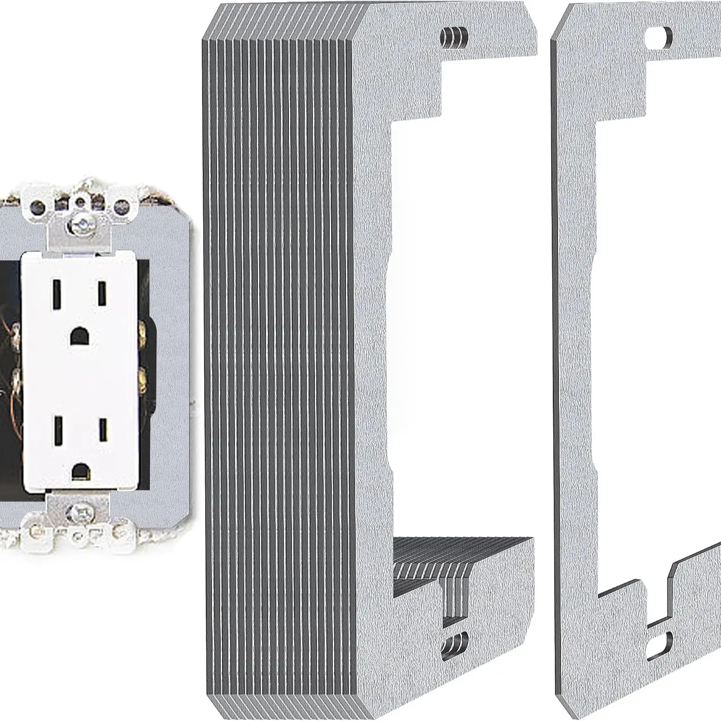 GJANSH 10 Pcs Wall Plate Spacer,Spacers for Electrical Outlets, Metal Flush Fit Device Leveling Plates for Electrical Outlet Repair, Fix Loose Outlets and Electrical Boxes