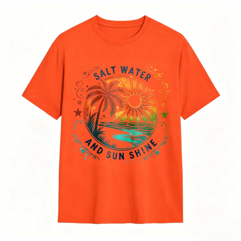 Salt Water And Sunshine Palm Tree Beach Scene T-shirt