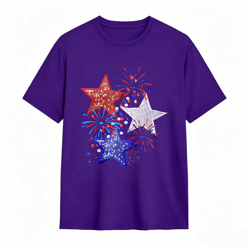 Star And Fireworks Pattern T-shirt