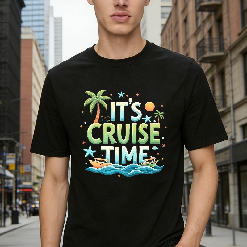 Its Cruise Time With Palm Trees And Boat T-shirt