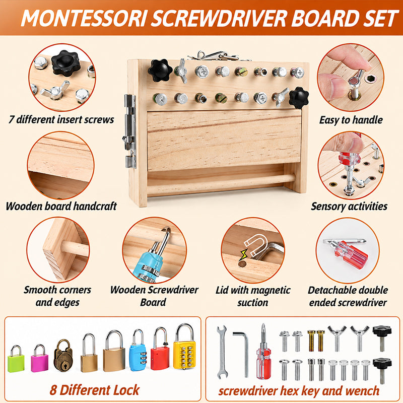 Montessori Screwdriver Lock And Key Board