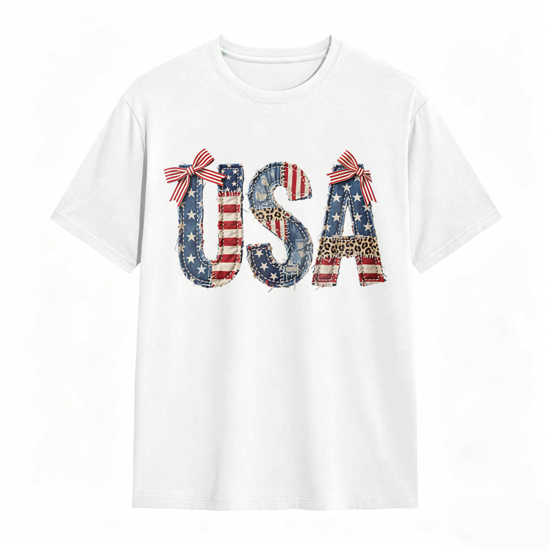 Usa Flag Patchwork Design T-shirt
