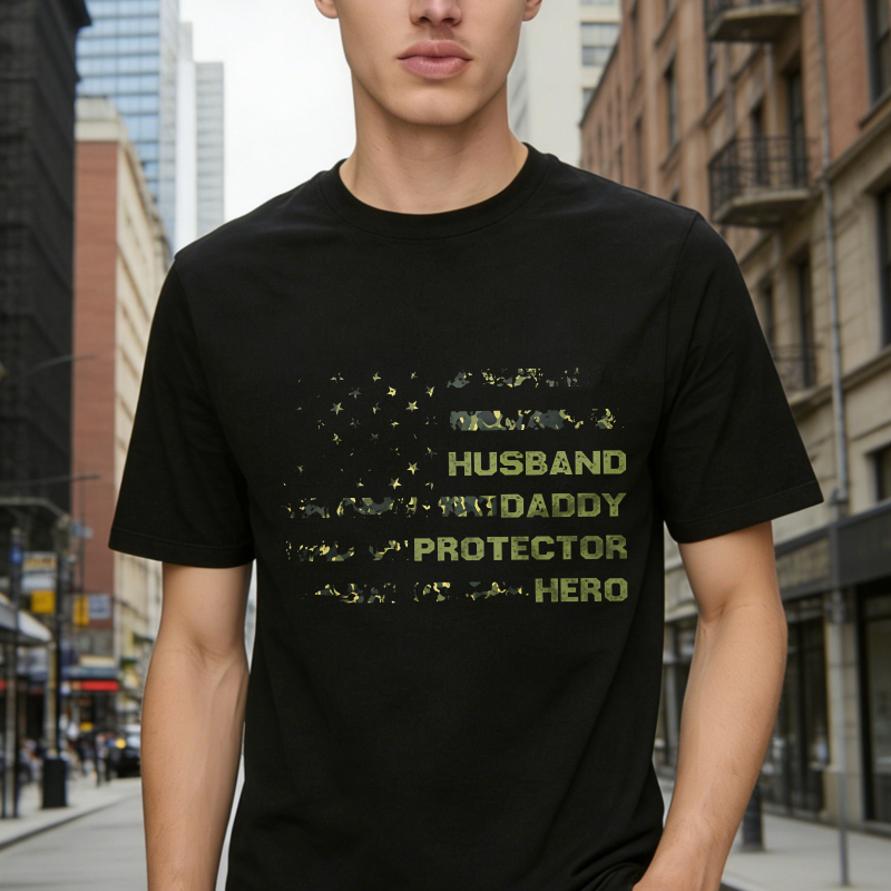 Husband Daddy Protector Hero With Stars And Animals Unisex Classic T-shirt