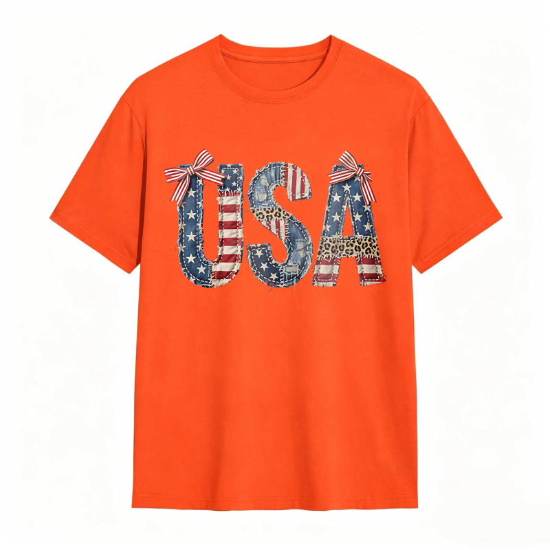 Usa Flag Patchwork Design T-shirt
