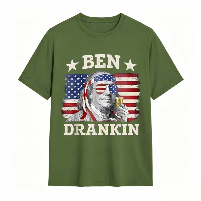 Ben Franklin American Flag Drinking T-shirt