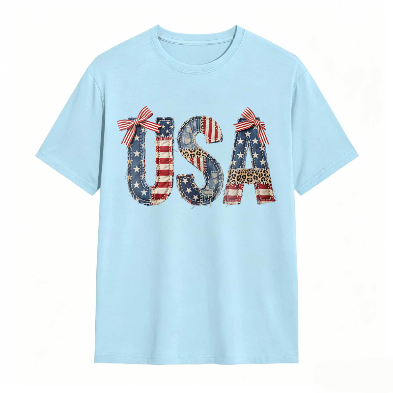 Usa Flag Patchwork Design T-shirt